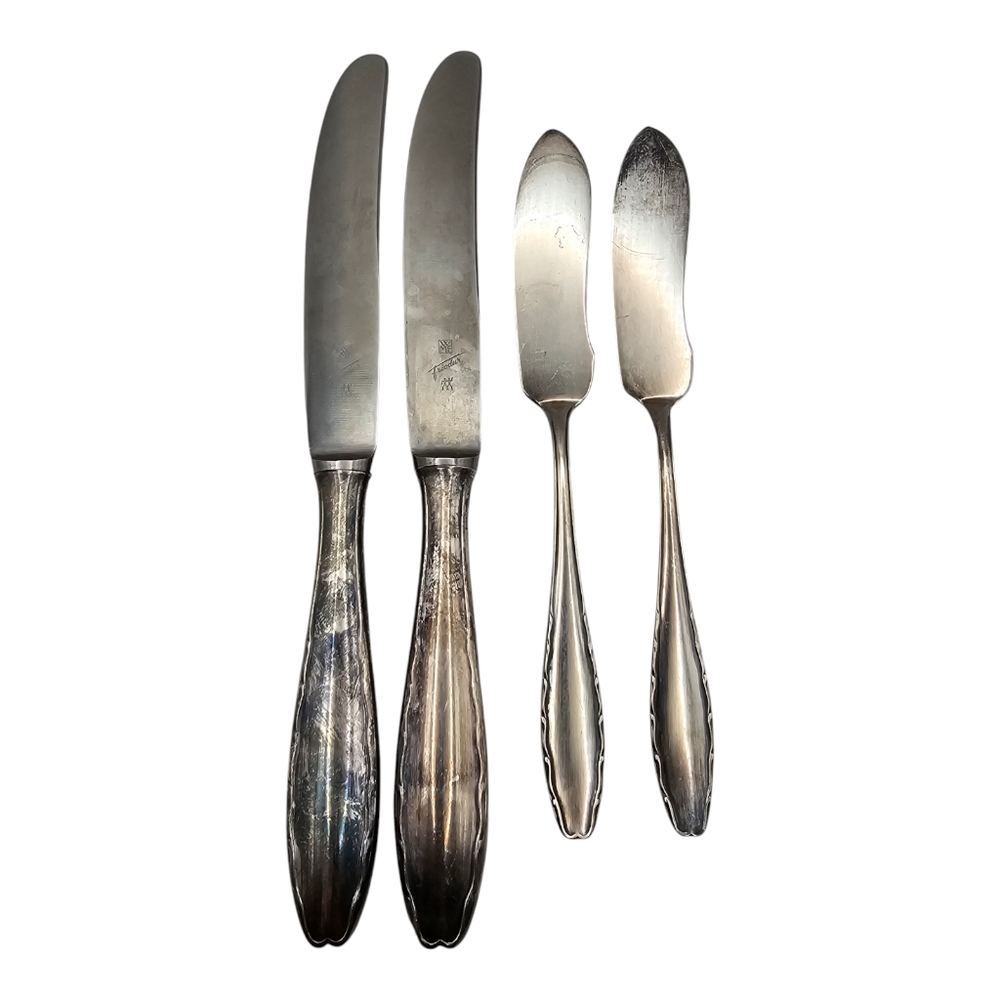Lot of 4 WMF Friodur Inox Silverplate Steak Knives & Butter Knives‎ Flatware